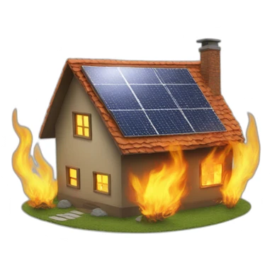 hause with solar is burning sticker
