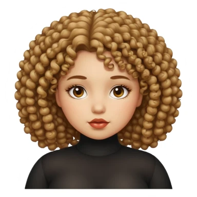 a girl face with kinky, horny, seductive expression with curly hair.the face will be round and chubby sticker