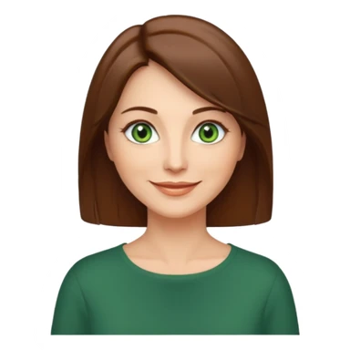 pretty middle age woman with green eyes and shoulder length straight brown hair casual sticker