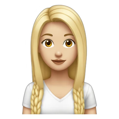 caucasian girl, long straight blonde, white v-neck laced top sticker