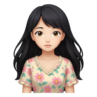 Gorgeous black hair Pastel Anime-Style light brown skin Lady sticker