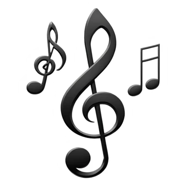 Minimalistic flat vector icon, iOS style, thin black contour on white background. Treble clef and musical notes. Clean, no text, no shadows.
 sticker