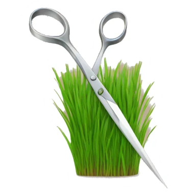 scissors cutting a grass patch sticker