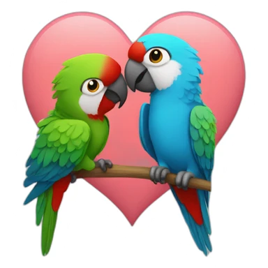 Parrots kiss heart sticker