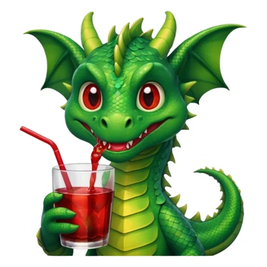 Dragon sipping with a straw from a drink sticker