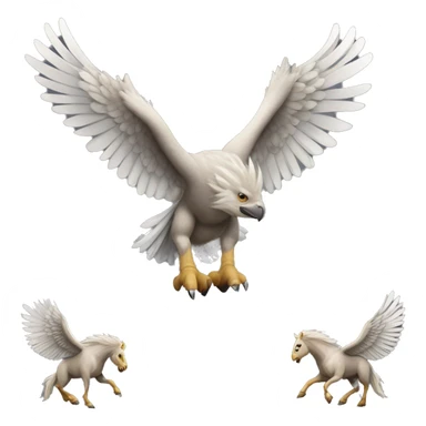 hippogriff: Majestic creatures with the front legs, wings, and head of a giant eagle and the body, hind legs, and tail of a horse. sticker