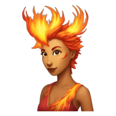 Female anthro flaming phoenix sticker