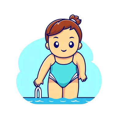 summer day with girl in bathing suit sticker