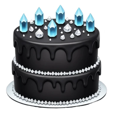 Three layer black cake adorned with overflowing raw crystals  sticker