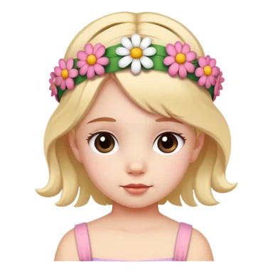 Little girl wearing flower headband sticker