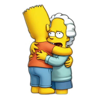Simpsons hug and upset and cry sticker