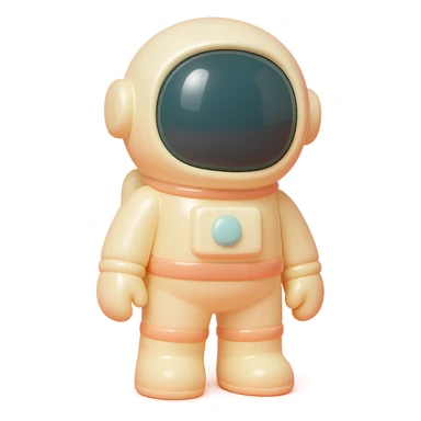 astronaut with a shiny helmet and space suit, standing pose in vinyl figure style sticker