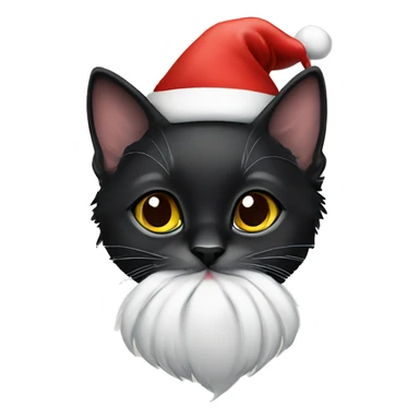black kitten wearing santa hat sticker