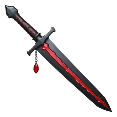iOS emoji, dark fantasy dagger, obsidian blade, runes, blood drop, clean render, minimalism sticker