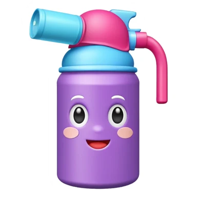 cute toy foam spray can object icon, colorful plastic can, oversized cap, foam coming out, 3D cartoon, mobile game icon style, clean background, no text, no watermark
 sticker