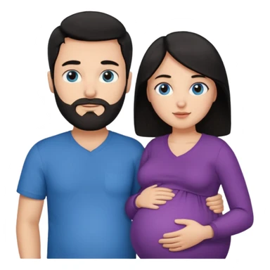 Couple pregnant Girl blue eyes with Black hair Boy with Brown hair and Beard sticker
