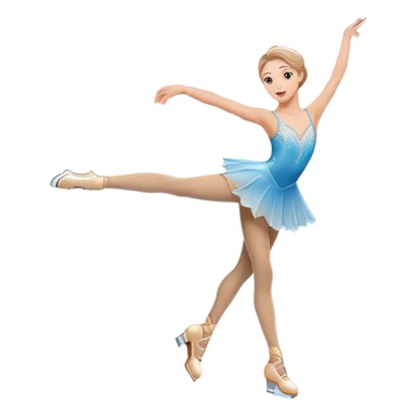 An icon featuring a graceful figure skater performing a spin on the ice. The background includes a grand ice rink palace with shining spotlights and cheering spectators in the stands. Transparent background highlights the elegance and artistry of figure skating sticker