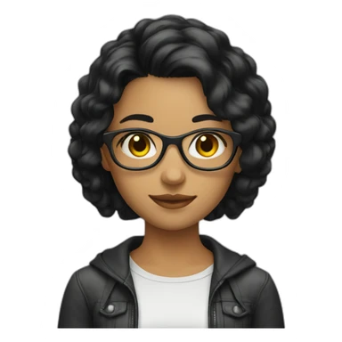 girl programmer black hair sticker