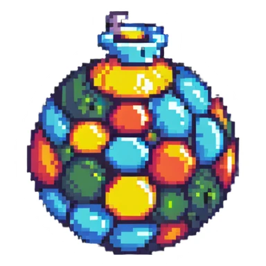 colorful bomb power up item with vibrant colors and highlights to stand out on black background sticker