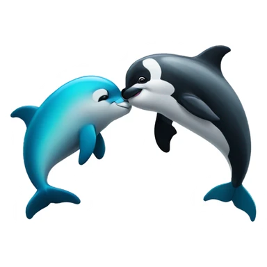 Panda kissing dolphin sticker