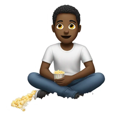 black person sitting down eating popcorn  sticker