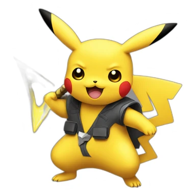 pikachu with shuriken sticker