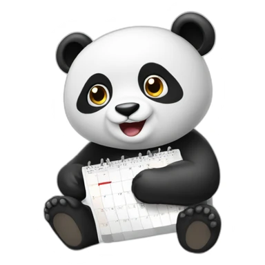 a panda planning his calendar sticker