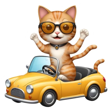 cat driving a car sticker