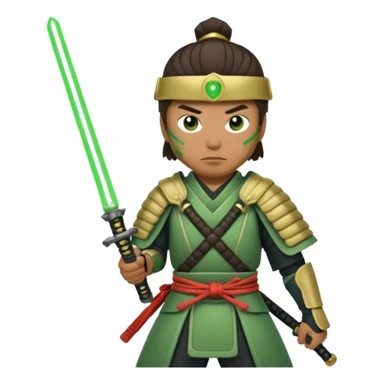 samurai with laser sword, green sticker