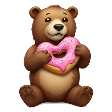 Bear with donut heart sticker