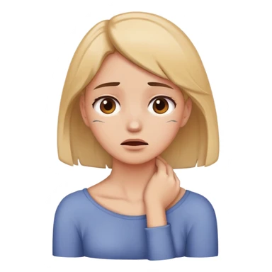 girl holding her neck in distress sticker