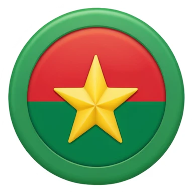 Red background with a green bonded cricle in the middle that inside the green bonded circle is yellow and inside the yellow there is a red star that its edges touches the green bonded circle , its a flag sticker