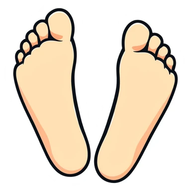 white feet soles, bottom view of feet sticker