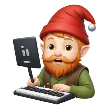 A little ginger gnome with a keyboard in his mouth sticker