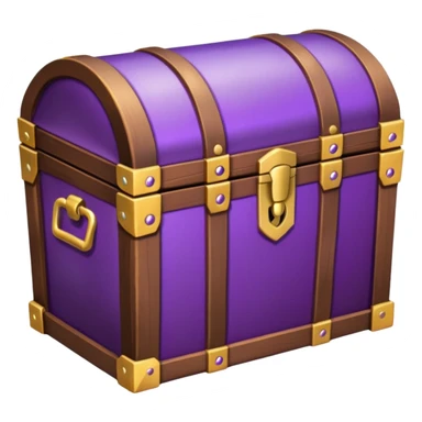 wooden brown treasure chest filled with  purple coins pack in gradient sticker