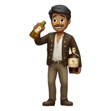 a man shaking a bottle of rhum sticker