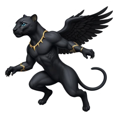 Black winged panter in jump, like bagira, has wings sticker