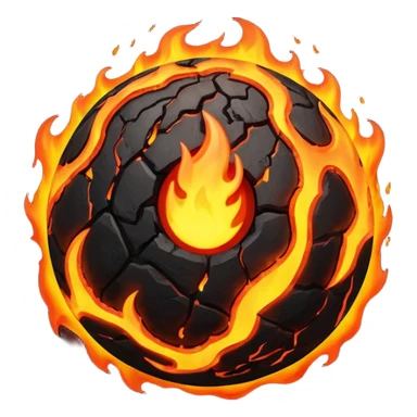 sphere globe planet, surface covered with lava fire sticker