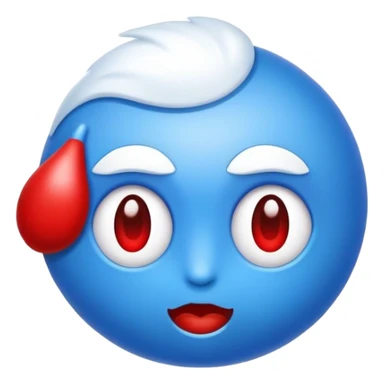 Labio mordido de color azul, blanco y rojo sticker