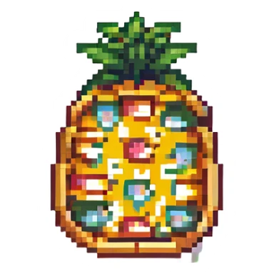 pizza with pineapple, pixel art style sticker
