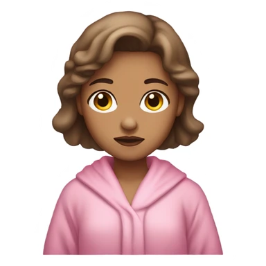 Light skin girl brown hair pouty face wearing a pink robe  sticker