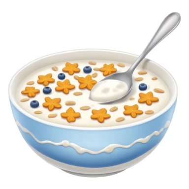 a bowl of cereal with a spoon, simple, clear sticker