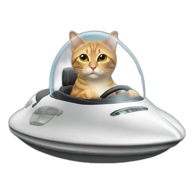 cat driving a UFO sticker