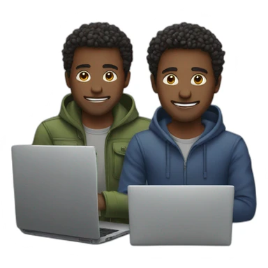 two guys usin their laptops sticker