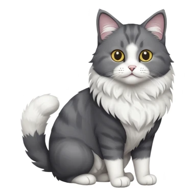 full body dark grey and white cat with white front legs sticker