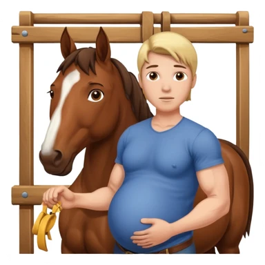 pregnant man  with horse sticker