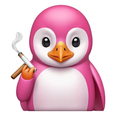 Pink penguin smoking weed sticker