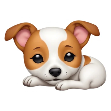 Meme-Worthy Cute Sleeping Jack Russell Terrier Portrait Emoji, Head and body resting peacefully with a contented smile, showcasing a compact, alert yet relaxed form with eyes gently closed in serene slumber, Simplified yet adorably endearing features, highly detailed, glowing with a soft, drowsy canine light, high shine, relaxed and utterly lovable, stylized with an air of playful laziness, soft glowing outline, capturing the essence of a sleeping Jack Russell Terrier that feels destined to become the next viral icon of adorable rest! sticker
