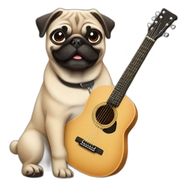 Pug tocando guitarra sticker