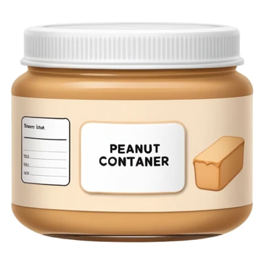 food box container with minimalist wireframe label, peanut butter jar with geometric line structure label, food container with simple outline label sticker